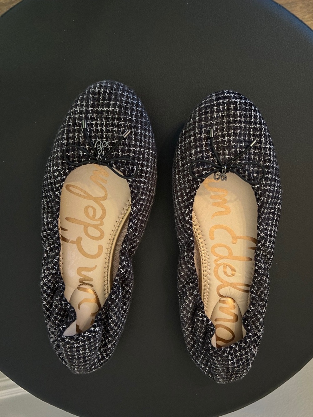 Sam Edelman black and White Tweed Felicia Flat Sz 8.5W